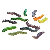 Lezevn 12Pcs Twisty Worm Fake Worm Crawling Insect Plastic Caterpillar Toy Halloween Prank Trick Joke Props for Prank April Fools Day Supplies