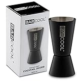 Barcool Bartenders Professional Cocktail Spirit Measure | Dual Sided Cup | Jigger 50ml / 25ml Shot | Blackened Stainless Steel (Black)