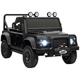 AIYAPLAY Land Rover Licensed Electric Car for Kids, 12V Battery-Powered Kids Ride On Car with Remote Control, Music, Horn, Suspension Wheels, LED Lights, Off-Road Toy for 3-5 Years Old, Black