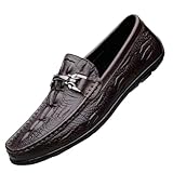 Hixingo Mens Dress Shoes Size 7-9.5 UK, Formal Shoes for Men Without Lace Classic Casual Slip On Loafers Comfort Breathable for Suit, Wedding, Business, Driving (9,W-899 Brown)