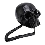 VBESTLIFE Landline Phones for Home, Skull Corded Phone, Retro Desktop Home Phone, Analog Novelty Skull Telephone for Hotel, Shops, Party (Black)