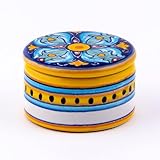 thatsArte.com - Deruta Ceramic Keepsake Box - Handmade Jewelry Box, Jewelry Case, Italian Pottery, Candy Box, Made in Italy Home Decor