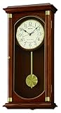 Seiko QXH039B Oak Wooden Quartz Battery Wall Clock with Pendulum and Westminster Chime, Volume Control