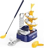 EagleStone Toddler Golf Set with Foot Pedal Launcher, Kids Golf Toy for Ages 3-8, Includes Adjustable Golf Club, 15 Balls & Golf Cart, Indoor&Outdoor Sports Gift for Boys and Girls