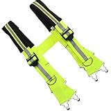 Firefighter Pant Suspenders Fire/Rescue Quick Adjust Suspenders with Reflective Strip (48 inch-, Red Reflective)