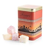 Friars Rose and Lemon Turkish Delight Tin Box - 220g | Made in Turkey | Beautifully Presented Confectionary | Sprinkled Icing Sugar | Aromatic & Decadent Treat | Gift for Weddings & Parties