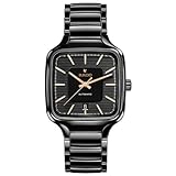 Rado True Square Automatic Black Dial with Rose Gold Index, Date Display and Swiss Automatic Movement, Black, 5 inches, Avant Garde