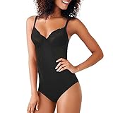 Maidenform Women's Shapewear Vintage Chic Bodybriefer Plain Not Applicable Wired Bodysuit, Black, 36C (Manufacturer Size: 95C)