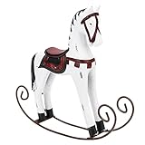 Rocking Horse Ornament, Vintage Wooden Horses Christmas Decorations Luxurious Handmade Sculpture Modern Handicraft Statue Personalized Decoration Figurines for Christening Baubles Gift Home Bookshelf