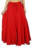 Phagun Indian Wear Skirt Long Maxi Skirt Beach Wear Cotton Summer Wear, Red, 24