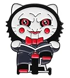 Saw Jigsaw Billy the Puppet Mask Tricycle Horror Movie Cat Kitten Kitty Cute Kawaii 1.2" Enamel Pin Badge, 3.05 cm, Enamel, enamel