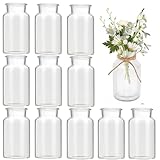 Small Glass Bud Vases Set of 12,Mini Vintage for Flowers, Small Vase Set for Decorative Table, Wedding Party, Home