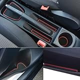 LITTOU KOLOME Custom Fit Cup Door Console Liner Accessories Gate Slot Non-slip Anti-dust Cup Holder Mat for Polo 2011-2016 (Pack of 9) (Red)