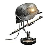WWII Soldiers Statues Vintage War Helmets LED Lamps Educational Historical Souvenirs Military Decor Gifts Relics of War Unique Collectibles.