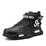 Fushiton Mens High Top Trainers Fashion Sneakers for Men Freestyle Hi-Top Walking Jogging Athletic Fitness Outdoor Shoes Black