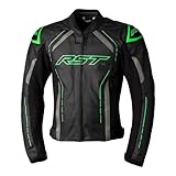 RST S1 Mens Leather Jacket Motorbike Motorcycle Biker Rider Sports Racing Touring CE Approved Jacket (Black/Grey/Neon Green,46)