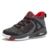 AND1 Boys & Girls Basketball Shoes, Takeoff 3, Unisex Kids, Black/Dark Grey/Red, Size 3 UK, Big Kid