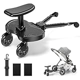 BugyKido Buggy Board with Larger Seat, Seating and Standing Universal Buggy Board, Kiddy Board for Toddlers from 2-6 Years (25KG), Fits 99% of Prams, Easy Installation, for Families with Two Kids