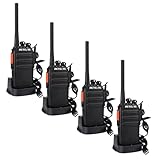 Retevis RT24 Walkie Talkies for Adults, Rechargeable 2 Way Radio Long Range PMR446 License Free 16 Channels CTCSS/DCS, Two Way Radio with Earpiece and USB Charging Base(Black, 2 Pair)