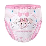 LittleForBig Soft Cotton Underwear Comfortable Washable Reusable Adult Training Pants - Baby Usagi Pink M