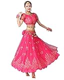 Grouptap Bollywood pink indian womens ladies fancy anarkali salwar kameez dress arabian princess belly dance skirt outfits costume (Pink, 150-170 cm, 45-70 kg)