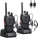 SINZUX Walkie Talkies Long Range Rechargeable Two Way Radio 16 Channels Portable Adult Walky Talky for Children Play and Adults Work With LED Light + Original Earpieces (2PCS)