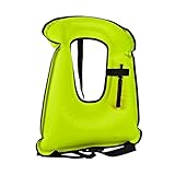 Inflatable Snorkel Vest, Adult Snorkeling Jackets Free Diving Swimming Safety Load Up to 220 Ibs, Kayak Swimming Vest for for Snorkeling Water Sports Beginner (Green)