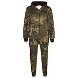 A2Z 4 Kids Girls Boys Fleece Onesie Camouflage Soft Plush - Fleece Onesie A2Z Camo Green 5-6