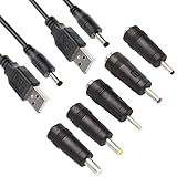 SiumPklay 2-Pack ​USB to DC Power Cable​ with 5 Connectors (5.5x2.5mm, 4.0x1.7mm, 3.5x1.35mm, 3.0x1.0mm, 2.5x0.7mm) - 5V DC Power Supply​ Charger Cord for Laptops Router Bluetooth Speakers LED Lights