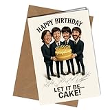 Reproduced Beatles Birthday Card – Funny “Let It Be Cake” Greeting Card with Reproduction Printed Autographs | Music Fan Collectible for Men, Women, Beatles Lovers No1959