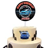 Craft Cart Name Personalised Customised Round Happy Birthday Acrylic Cake Topper for BMW Car Lovers Party Decoration Design