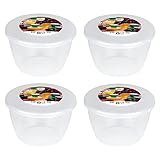 1/2 Pint Pudding Basin and Lid Pack of 4 Plastic Pudding Basins 280ml (0.5pt) Small-Medium Size Food Safe Steaming Bowls Clear