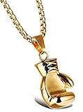 Hamoery Men Women Punk Stainless Steel Boxing Glove Chain Pendant Necklace