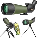 Gosky Updated 20-60x80 Spotting Scope with Tripod and Carrying Bag and Smartphone Adapter - BAK4 Angled Telescope - Waterproof Scope for Target Shooting Hunting Bird Watching Wildlife Scenery
