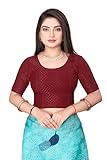 SEEANS Cotton Fabric Readymade Full Stretchable Blouse for Women (Maroon, 36" to 40" Bust)