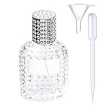50ml Travel Perfume Glass Spray Bottle,Pineapple Refillable Perfume Atomiser,Square Grids Portable Clear Travel Refillable Perfume Glass Empty Bottle (silver)