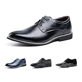 Hitmars Derby Shoes for Men Oxford Shoes Patent Leather Business Formal Dress Shoes Mens Lace Up Brogue Shoe Li1-Black UK 9(EU44)