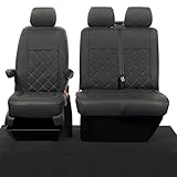 UK Custom Covers To Fit VW Transporter T5/T5.1 (2003-2015) Tailored Leatherette Front Seat Covers (Single/Double) Black SC209AD3