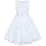 Sunny Fashion Flower Girl Dress White Wedding Party Bridesmaid Dress Age 10 Years
