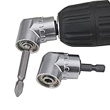 TIMESETL 105° Right Angle Drill Attachment, 1/4-inch Hex Shank Right Angled Screwdriver Drill Bit Holder Extension Right Angle Drill