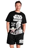Disney Star Wars Mens Pyjamas Set Short PJs Soft Breathable Nightwear Loungewear Comfy Jammies Funny Sleepwear Baby Yoda Dad Gifts for Men (L, Black Baby Yoda)