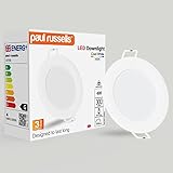 paul russells LED Ceiling Downlights, 4W Slim Recessed Bathroom Downlights, Kitchen Ceilings, 300 Lumens, 4000K Cool/Natural White, Cutout 70-80mm, Round Non-Dimmable Panel Spotlights, 1 Pack