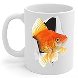 PIBONTO Funny Fantail Goldfish Mom and Dad Gifts with Pet Looks Through Coffee Mug White 11 oz