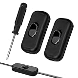 2 Pcs Black Low Profile in-Line Torpedo Switch Inline Cord Switch BulbSwitch for Small Appliance or Lamp Accepts 2 Core Round or Flat Wire,Repair Replacement Control Power Cable Plug Desk Table Light