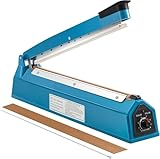 CROWNSHOP 300MM 12" Impulse Heat Sealer Portable Manual Food Film Sealing Machine Pressure Sealing Machine for Plastic Bag