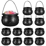Ciieeo Cauldron Pot 12 Pcs Halloween Cauldron Kettle Plastic Mini Witch Cauldron Black Candy Holder for Halloween Decor Party Favor Decoration Halloween Candy Bowl