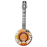W WIDMANN MILANO Party Fashion - Inflatable Banjo, Hippie, Reggae, 60s, Musicians, Summer Parties, Carnival, Theme Parties, Orange, 100 cm