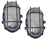 2 X Black Outdoor Garden Exterior Security Bulkhead Bulk Head Light LAMP 60W