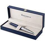 Waterman Carène Fountain Pen | Metal & Blue Lacquer | Chiselled Cap | 18K Gold Fine Nib | Blue Ink | Gift Box