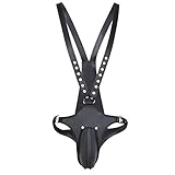 YILUQIFLY Men harness belt Sexy Jockstrap Fitness Leotard,Underwear Thong Jumpsuit Wrestling Singlet Bodysuit, Black, Adjustable